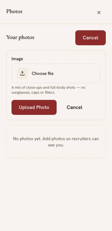 The Photos drawer on the dashboard with the add photo form open